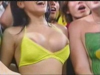 It's always nice to go to the game and cheer your favorite team, especially when chicks put on tiny bras and jump their nipples out